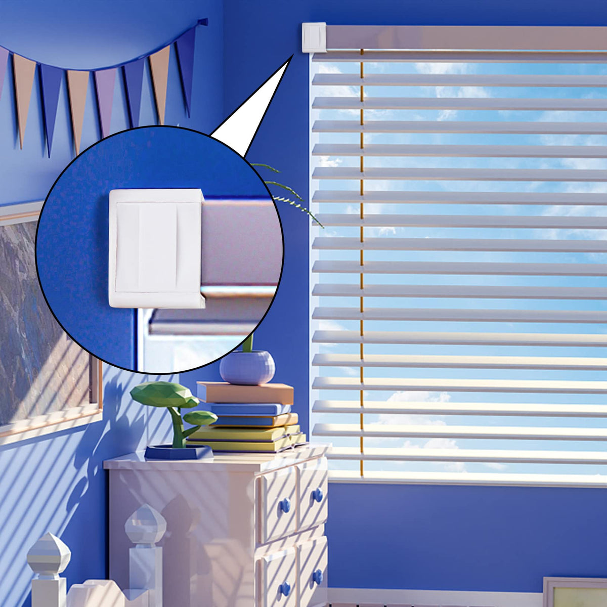 ONLYFU 12 Pack 1 inch Blind Brackets, Vertical Blind Bracket Box Mounting Bracket Window Blinds Headrail Brackets, White