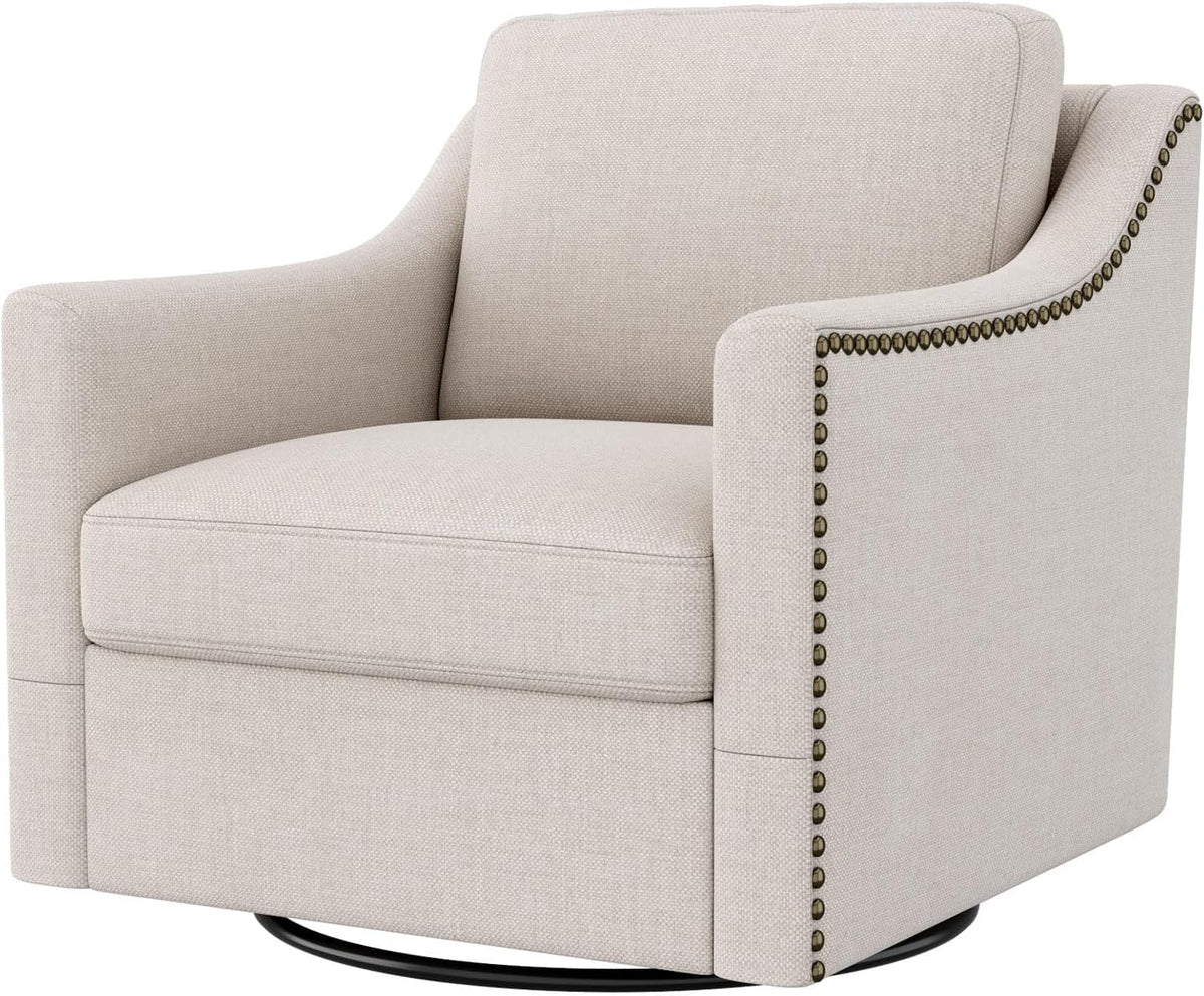 Jantaypor Swivel Accent Chair Set of 2，Armchair，Bronze Nail Decoration Comfy Living Room Chair,Single Sofa Chair，Reading Chairs,for Living Room Bedroom Reading Apartment (Cream, 2 Cream)