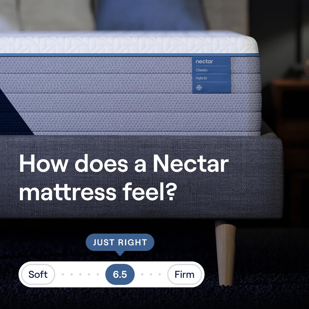 Nectar Classic Hybrid 12” Full Mattress - Medium Firm - Memory Foam & Innerspring Coils - Cooling Top Layer - Back Pain Relief - Mattress in a Box - 365-Night Trial & Forever Warranty