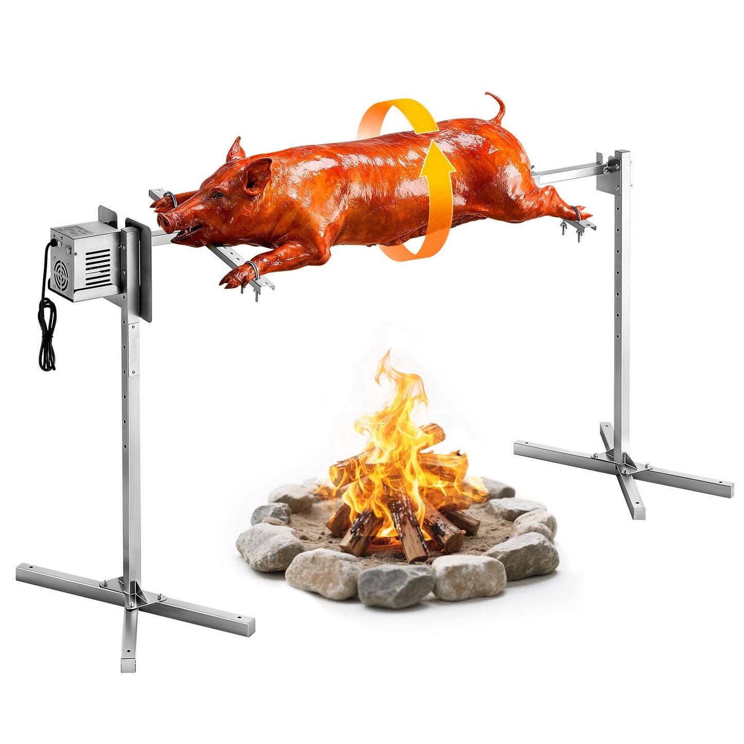 VEVOR Rotisserie Grill, 56in Electric Rotisserie Grill Kit 8 Level Height, BBQ Grills Rotisseries Kit with 132 lbs Load Capacity, Asador de Puerco, Stainless Steel Automatic Grilling Kits for Parties