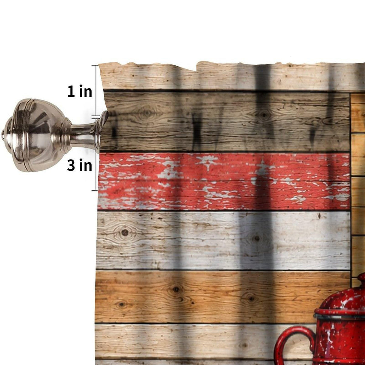 Veridic Farmhouse Kitchen Valance for Kitchen Windows Rustic Wood Pattern Blackout Rod Pocket Short Curtain Window Treatments for Living Room Dining Room 54x18 Inch 1 Panel