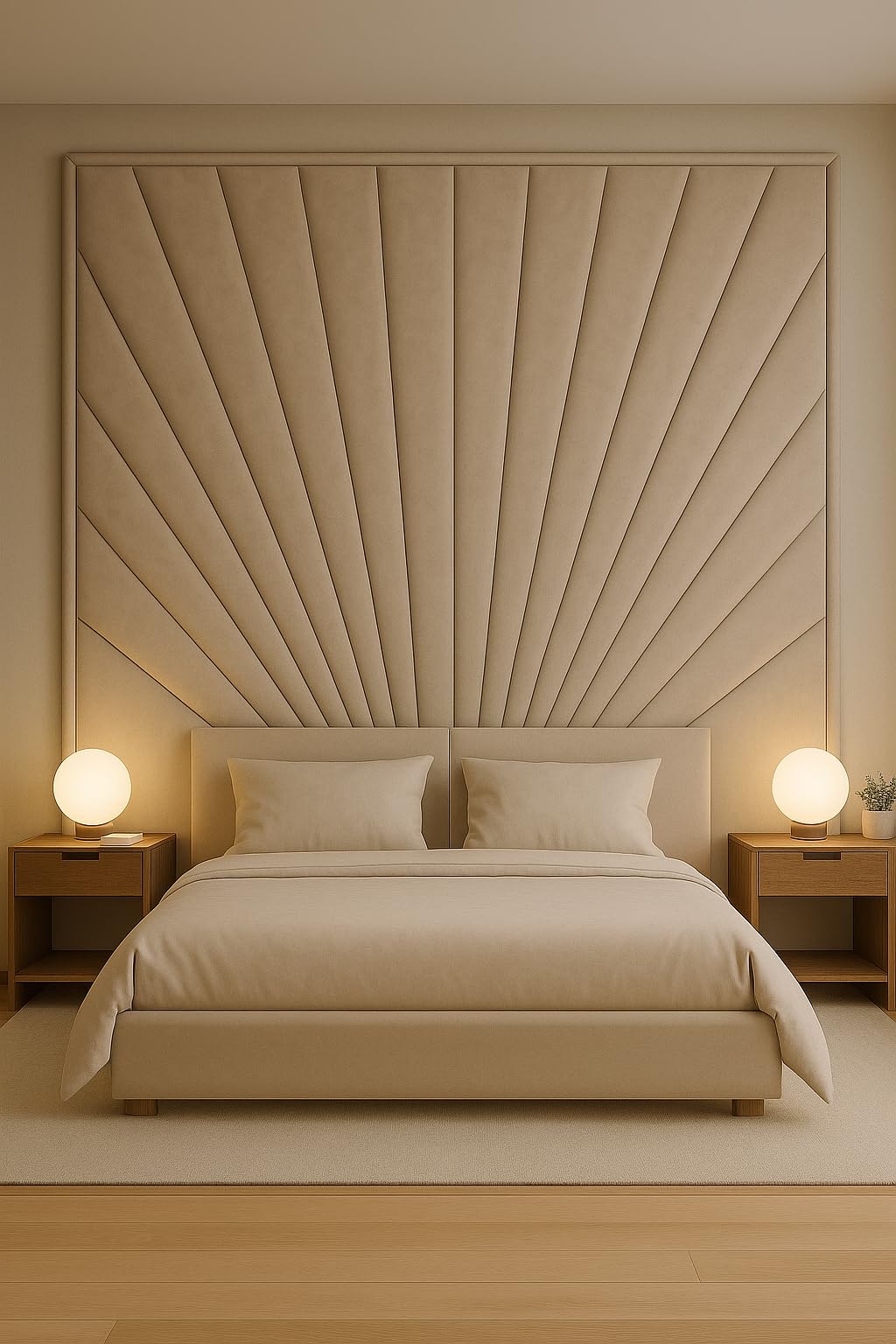 BMD Studio Wall Mounted Fabric Upholstered Headboard Panels, Sunburst Wall Panels, Made to Order (Specialty Size)