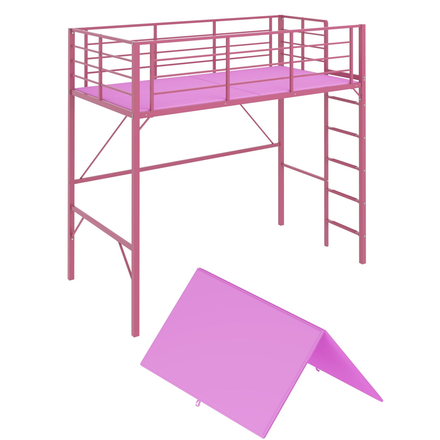 Prodature Twin-Bunkie-Board(38''x75'') 0.5 inch Low Profile Under Mattress Foldable-Bed-Board to Prevent Sagging with Heavy-Duty Solid Steel Frame Design,Noise Free