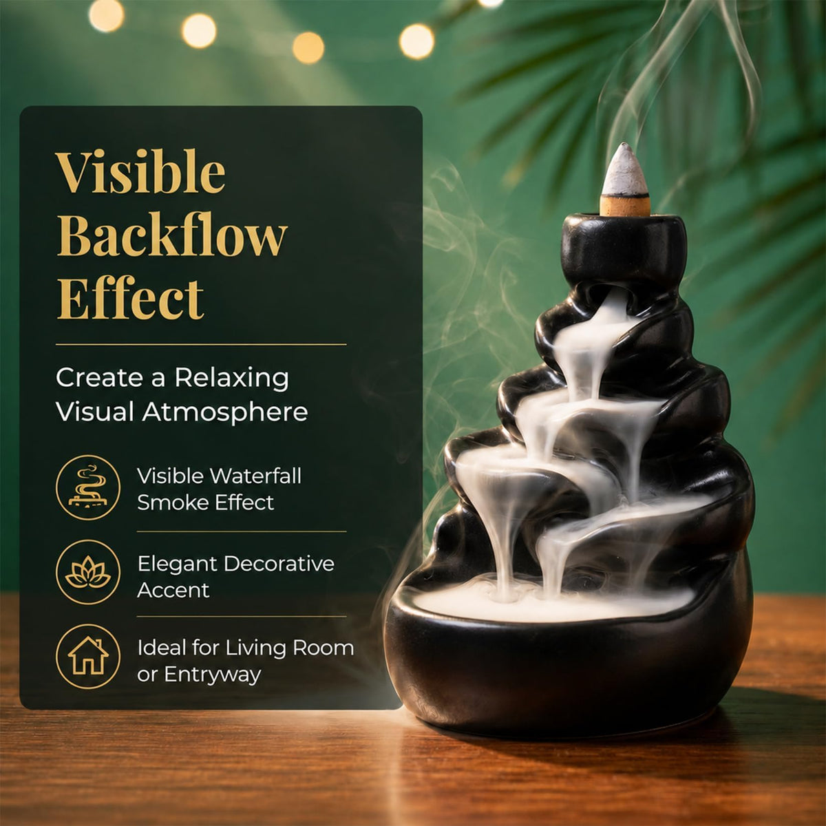 Sukh Backflow Incense Cones - 108 PCS Waterfall Incense Cones
