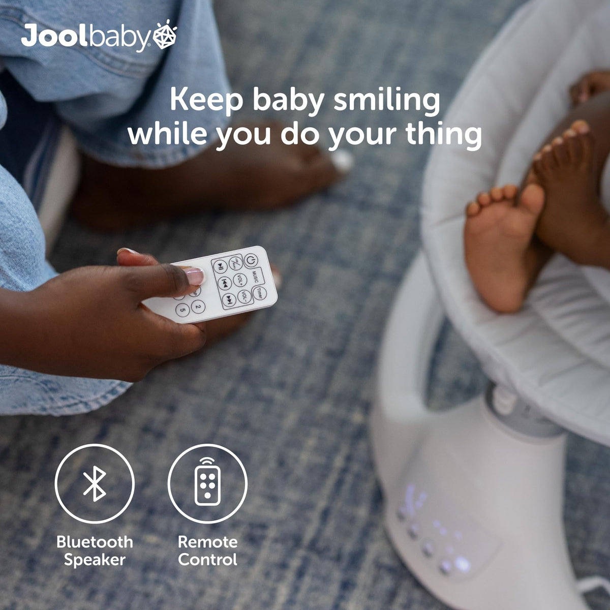 Jool Baby Nova Baby Swing for Infants – Bluetooth Music, Remote (Oatmeal)