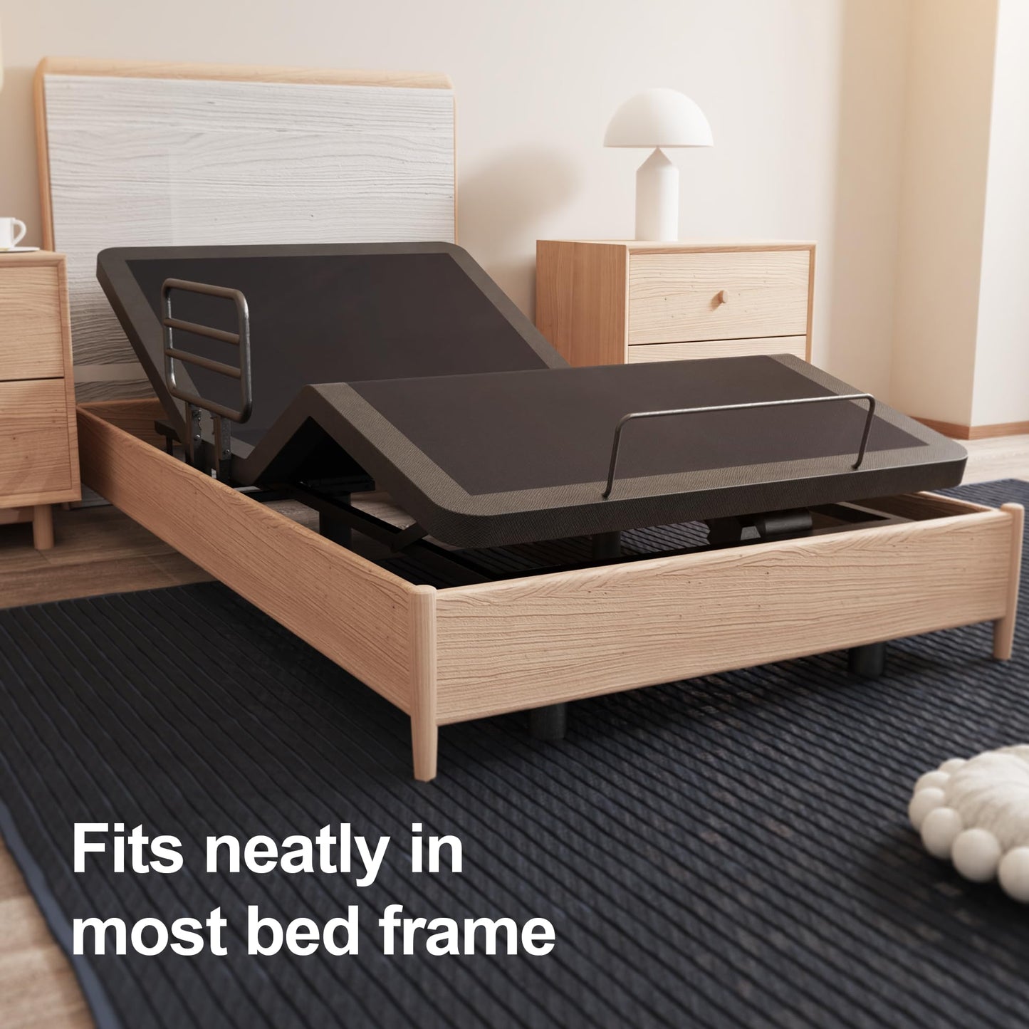 AbyssZen Adjustable Twin XL Bed Frame with One Side Rail, Electric Ergonomic Base for Comfort & Safety – Ideal for Seniors, Home Care & Hospital Use