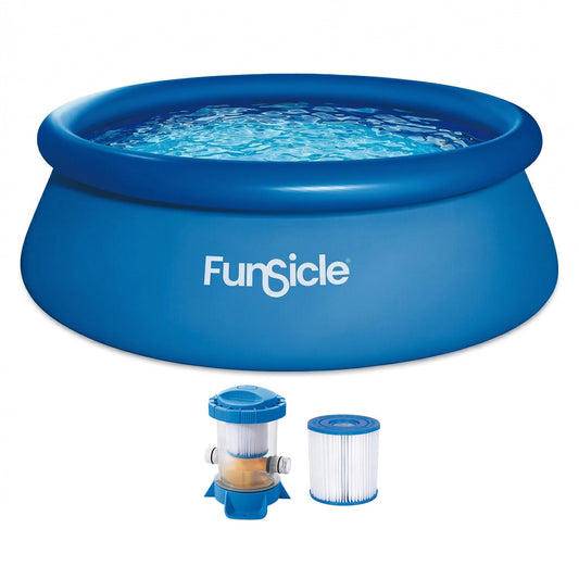 Funsicle Quickset 8' x 30" Round Above Ground Swimming Pool, with FiltraBoost 400 GPH Filter Pump, Type I Filter Cartridge & Repair Patch