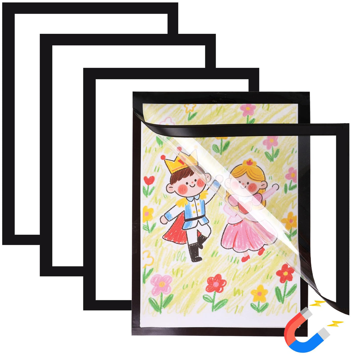4Pcs Kids Art Frame for Fridge, A4 Magnetic Kids Artwork Frames Changeable