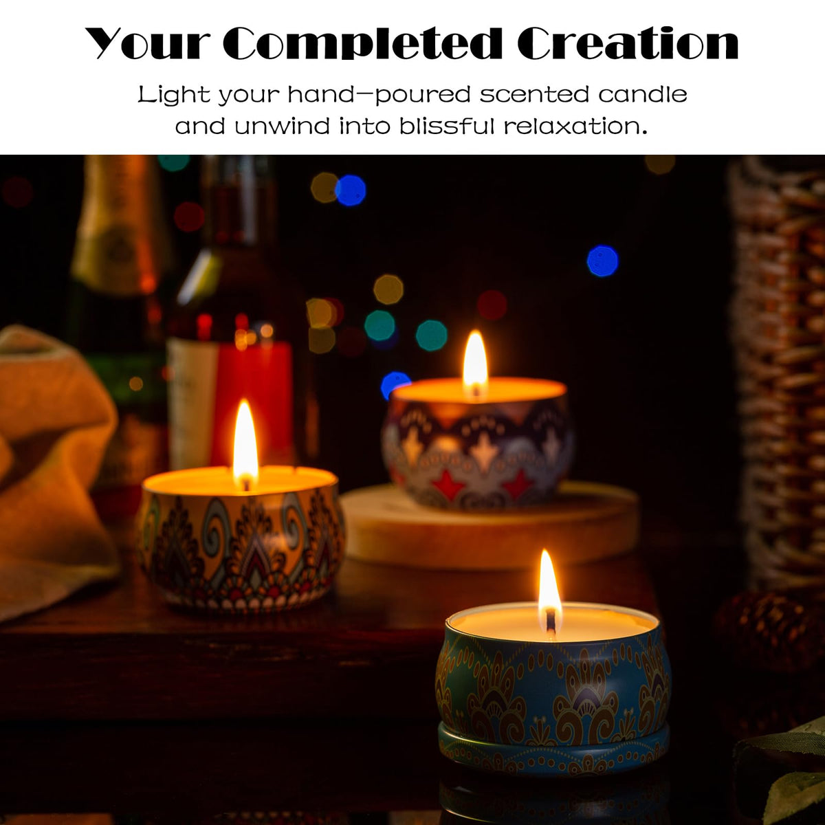MeiGlow Empty Candle Tins for Making Candles, 24 Pack 5.4 oz with Lids, Cotton Wicks, Wick Stickers and Holders