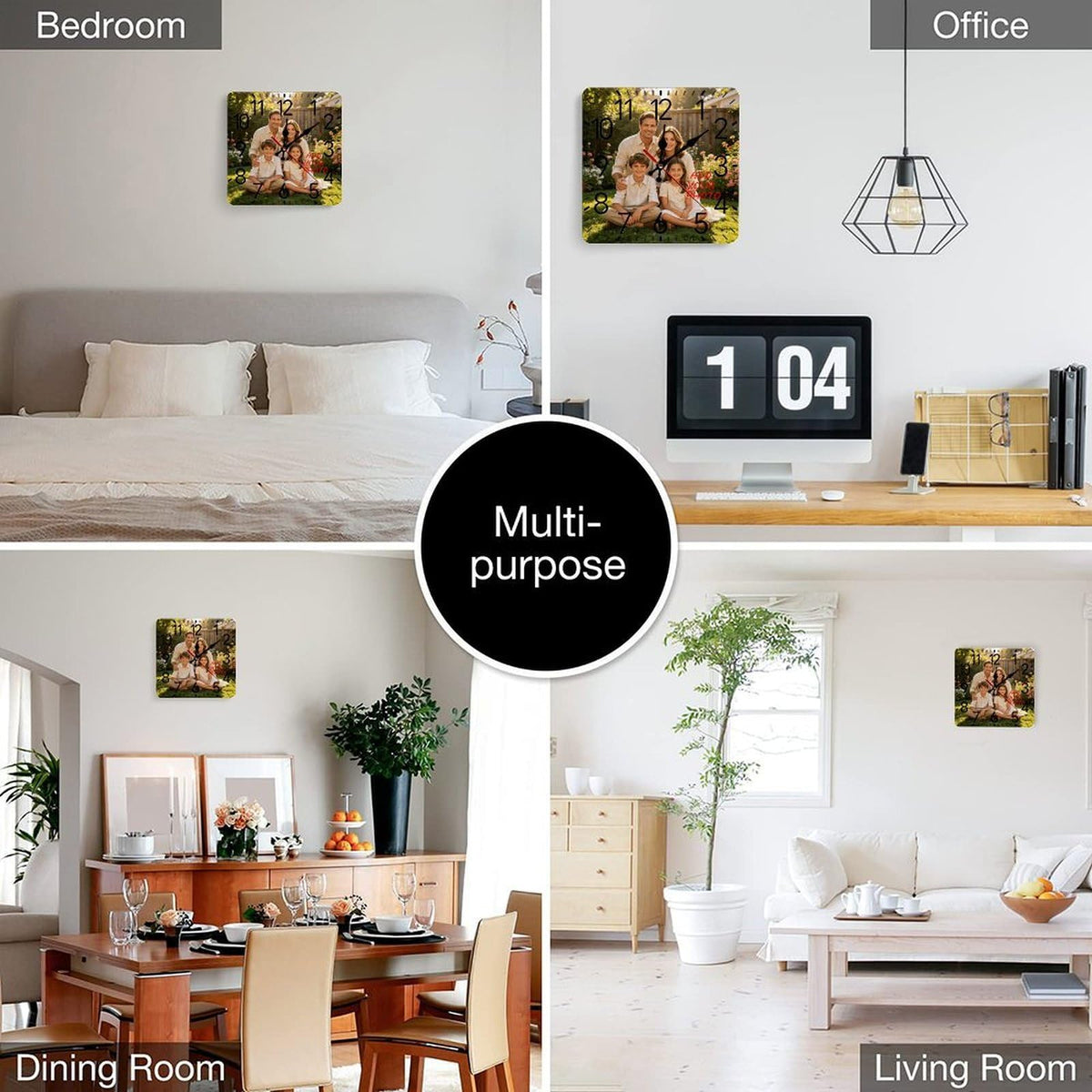 Custom Photo Wall Clock Personalized Picture Name Text Silent Non Ticking