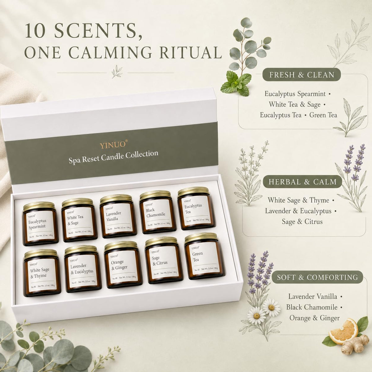 Scented Candles Gift Set for Women, 10 Pack Soy Spa Candles Bithday Gifts