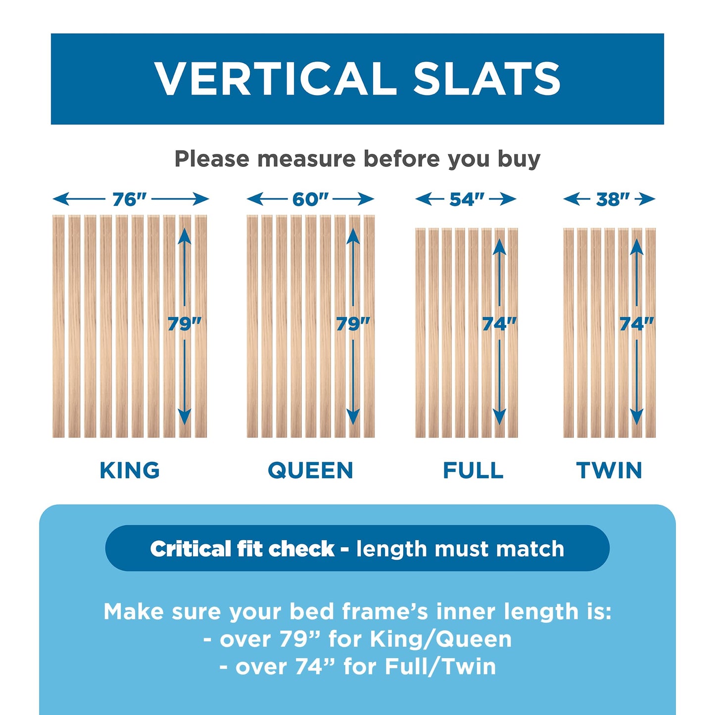 Meliusly SlatSure King Size Bunkie Board – Heavy Duty Vertical Bed Slats & Foldable Wooden Support Board for Sagging Mattress or Platform Bed Frame, Box Spring Alternative and Replacement
