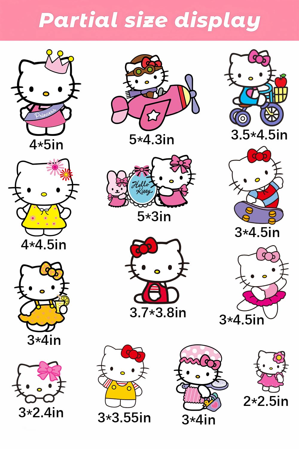 Bnqoe Kitty Cute Cartoon PVC Wall Decals | Self-Adhesive Removable Wall Stickers for Bedroom & Playroom Decor