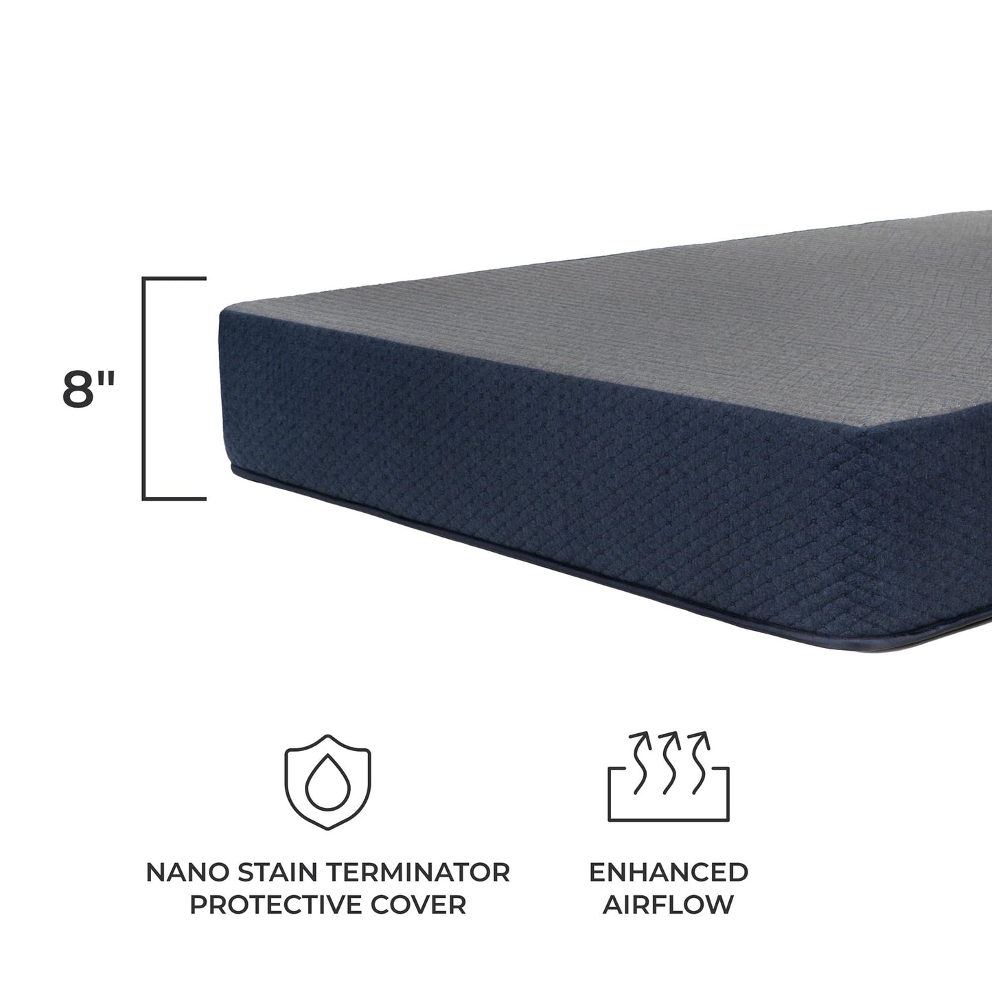 DREAMFOAM Brooklyn Bedding Copperflex Essential 8" Gel Memory Foam Mattress |Olympic Queen 66x80|Made in Arizona