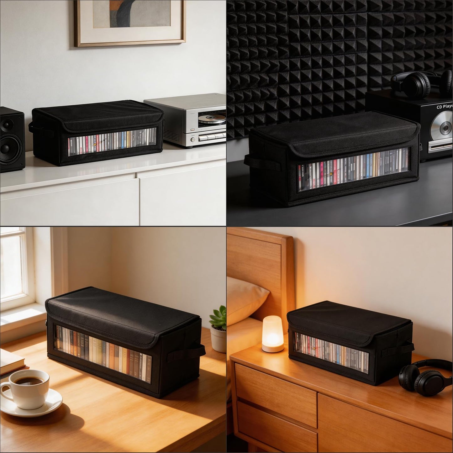 ivomau Home CD Storage Box, Tape Cassette Display Stand With Handle, Movie Box, DVD, Optical Disc Rack, Suitable For Living Room And Desktop