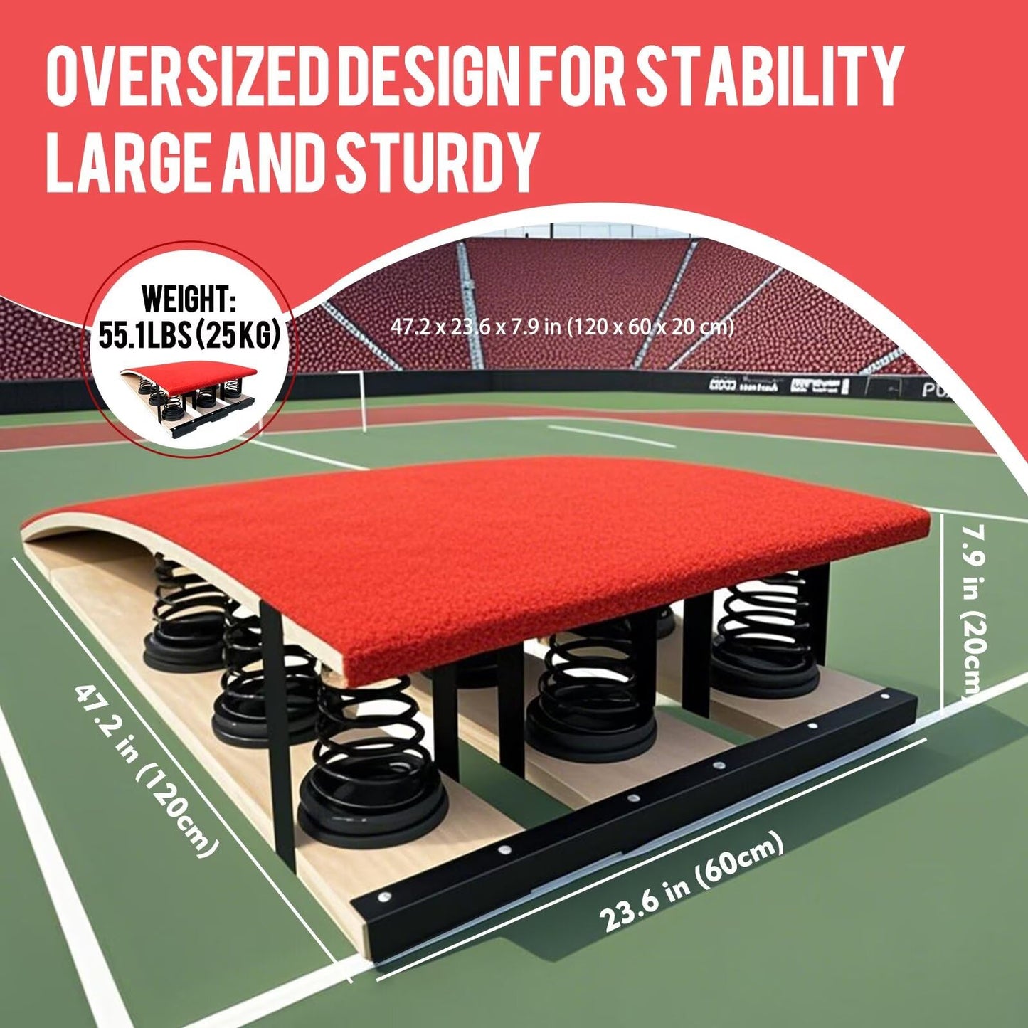 Diving Board for Pool, Gymnastics Springboard for Adults, Dual-Use Jump Training Platform with 9 Upgraded Springs, Slip-Resistant Surface, Heavy-Duty Hardwood Frame, No Assembly Required (Red)