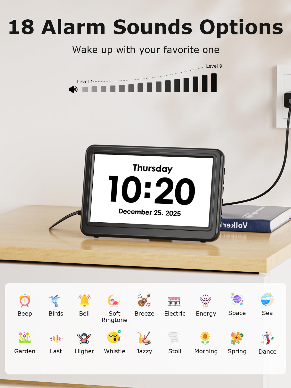 Mesqool Dementia & Alzheimer’s Clock for Seniors-7" HD Display Alarm Clock