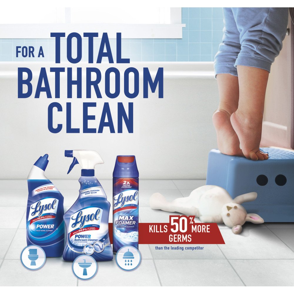 Lysol Toilet Bowl Cleaner Gel, For Cleaning and Disinfecting, Bleach Free, Ocean Fresh Scent, 24oz (Pack of 4)