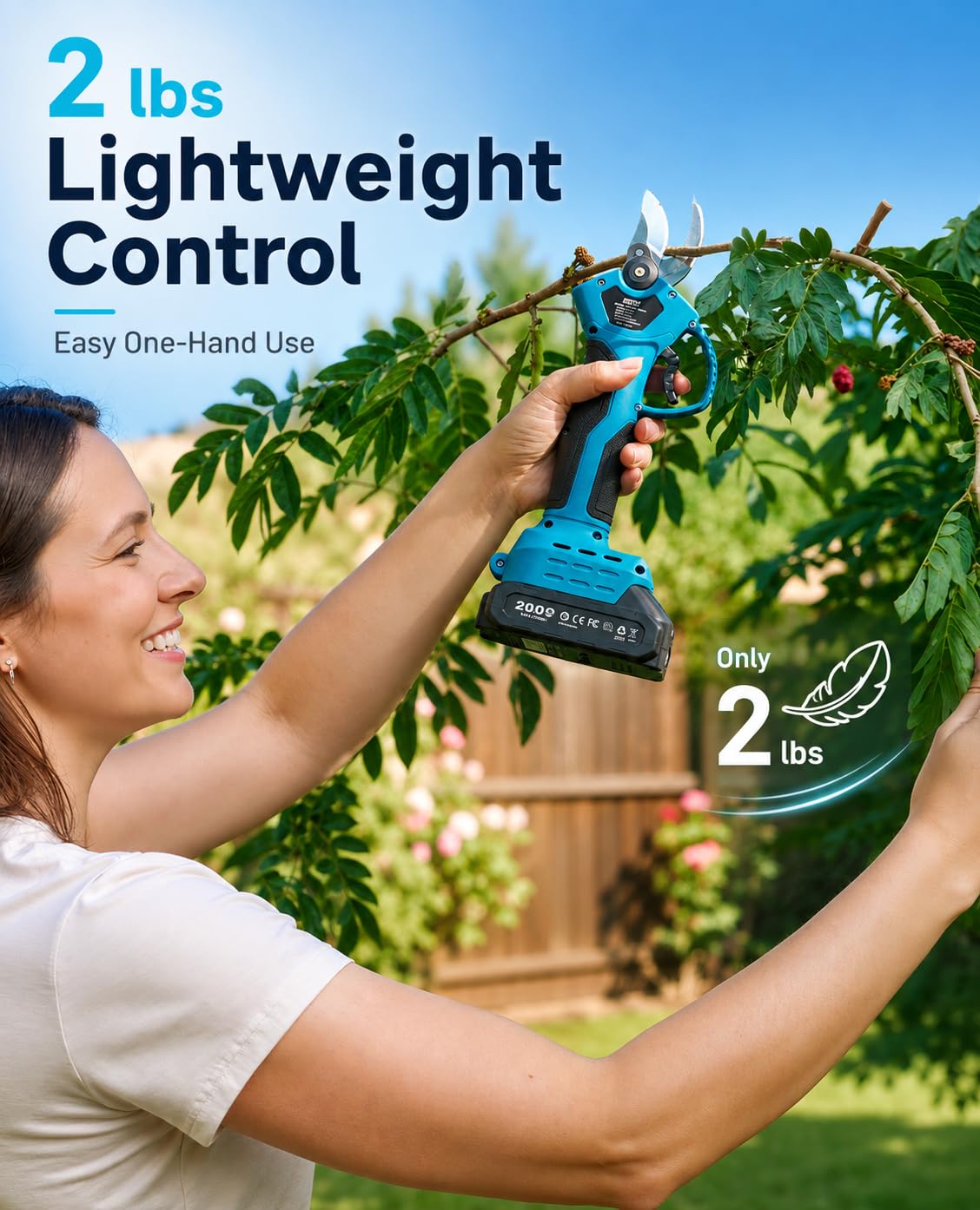 SEESII Electric Pruning Shears, 1.4" Cutting Cordless Power Pruner, 2×2000mAh Batteries, Brushless Motor, Extra SK5 Blade, 2 Modes Battery Powered Branch Cutter for Garden Tree Trimming