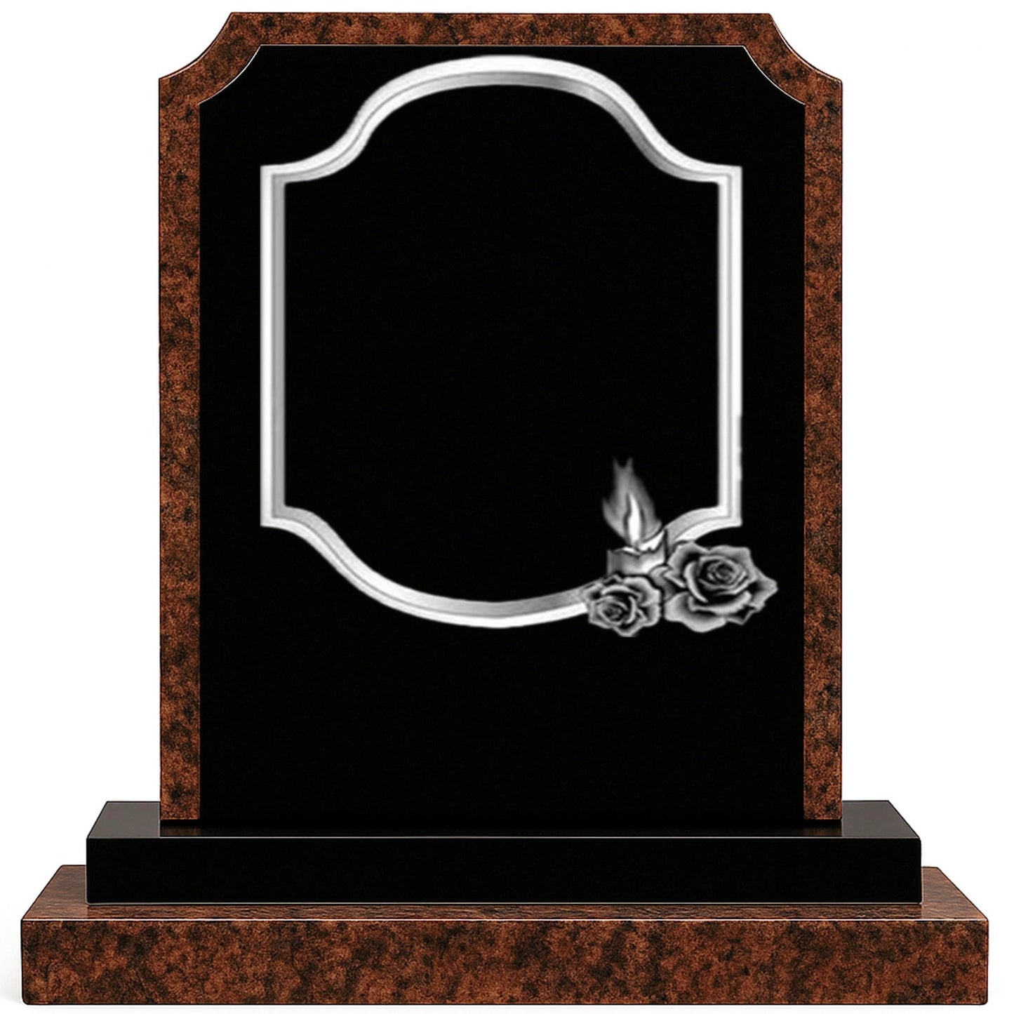 Granite Headstone for Cemetery – Upright Black Memorial Monument with Base – Classic Polished Religious Grave Marker – Custom Engraving, Durable Outdoor Use, 19" Vertical Plaque (Brown)