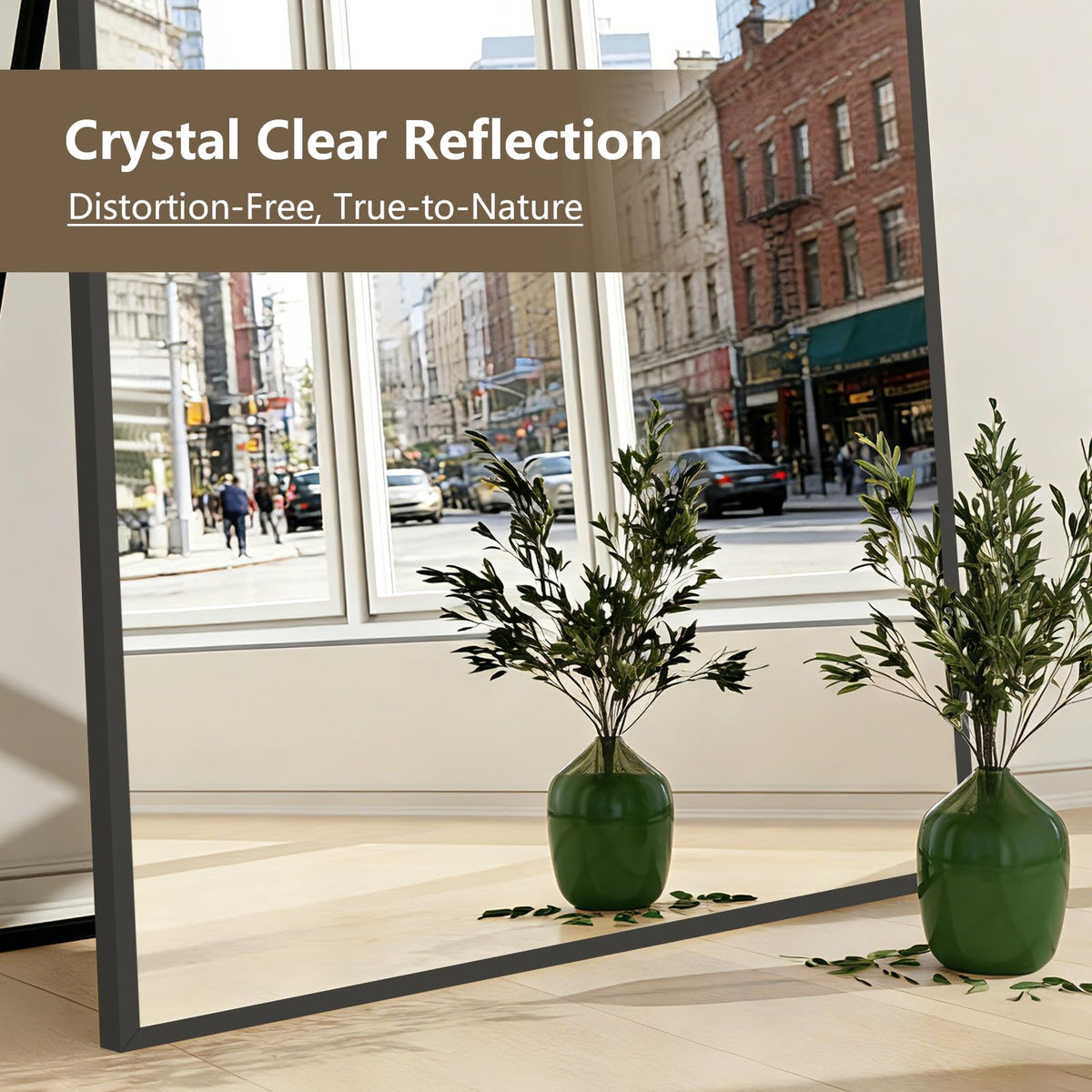 Mirrorons 72"x44" Black Full Length Mirror, Large Floor Mirror with Stand