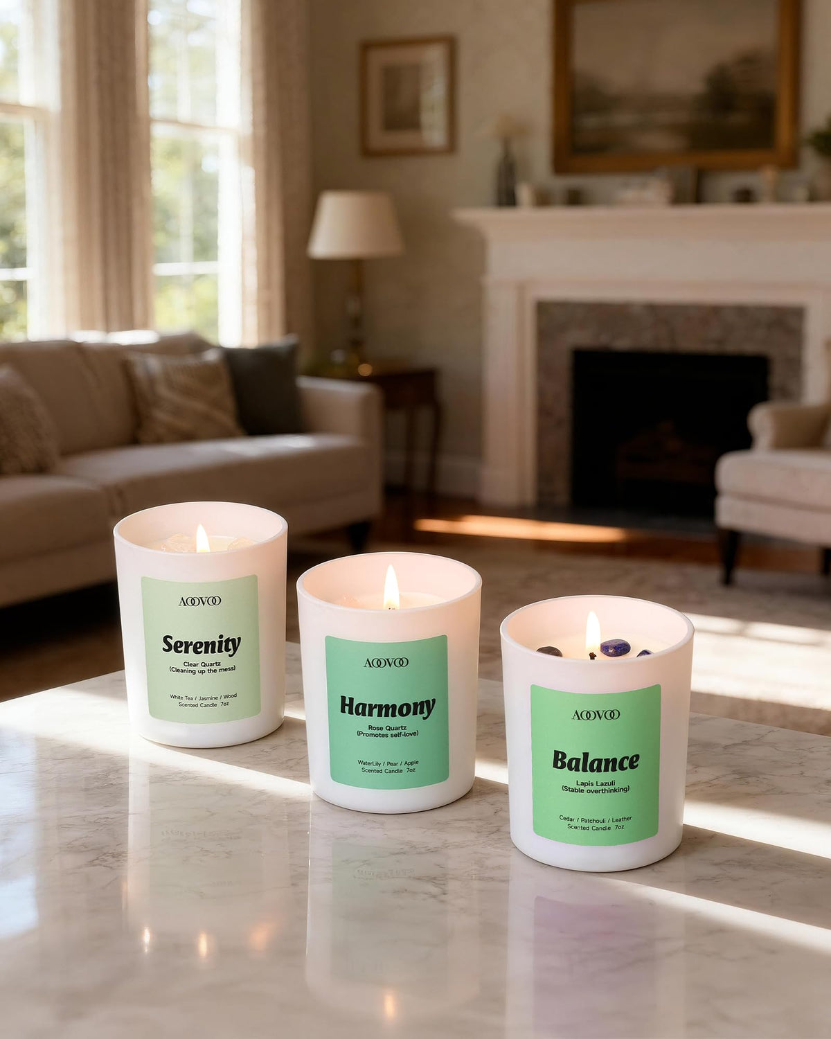 AOOVOO Calm Candles Set for Women - 4 Pack Soy Candles for Home Scented