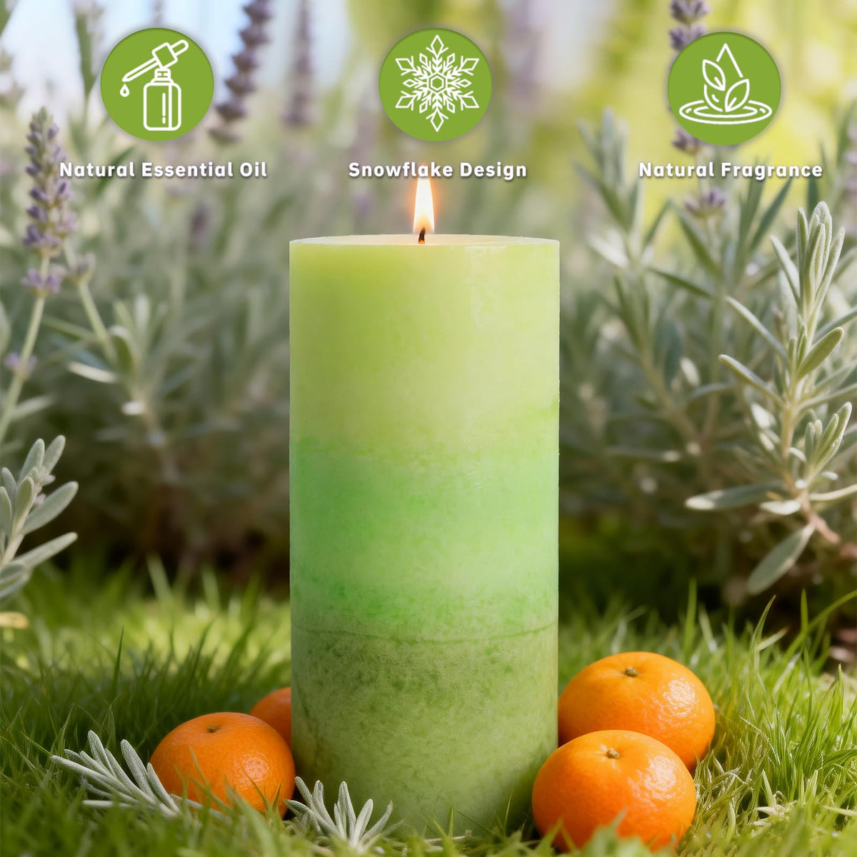 Sage & Citrus Scented Pillar Candles,2.8x6 Inch,70 Hour,3 Pack
