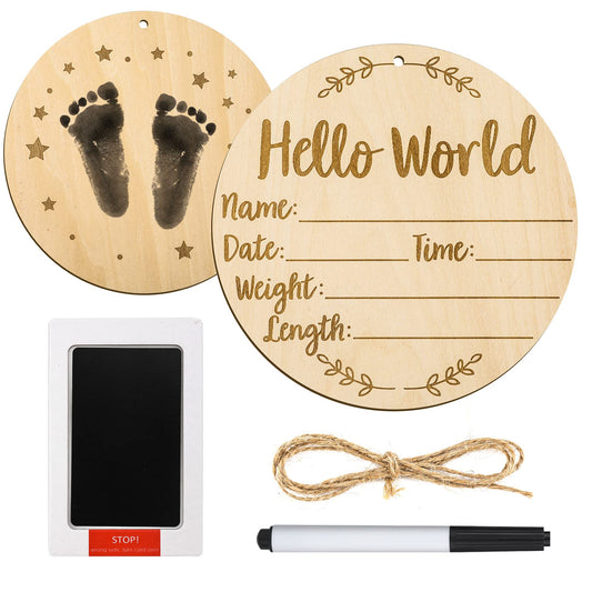 Baby Announcement Sign with Ink Pad, Hello World Newborn Sign