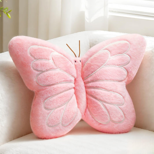 Pink Butterfly Shaped Pillow 16.9" Plush Cute Decorative Throw Pillows