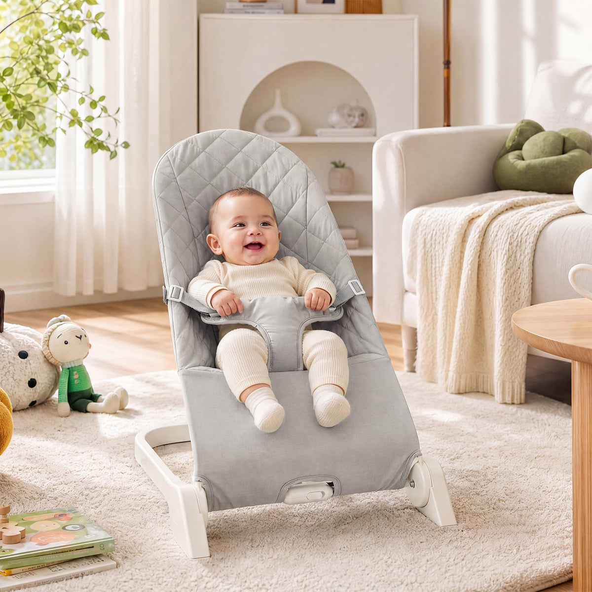 Aptliton Portable Baby Bouncer Seat for Infants 0-12 Months