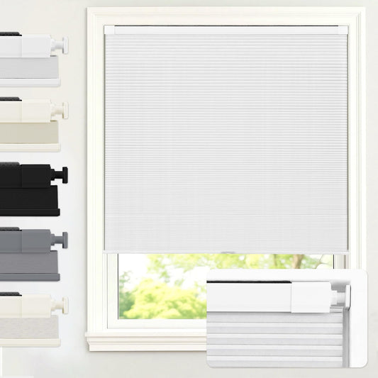 AOSKY No Drill Cordless Blackout Cellular Shades, 34" W x 48" H, White