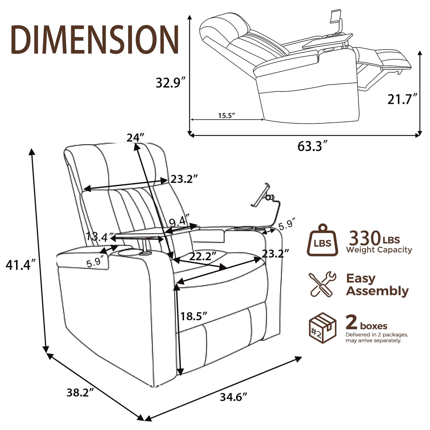 COSYTREE Home Theater Seating Power Recliner Chair, 270°Swivel PU Leather Theater Recliner with LED Ambient Lights, 360°Rotating Tray Table,USB Charging,Cup Holders & Hidden Arm Storage, Light Gray