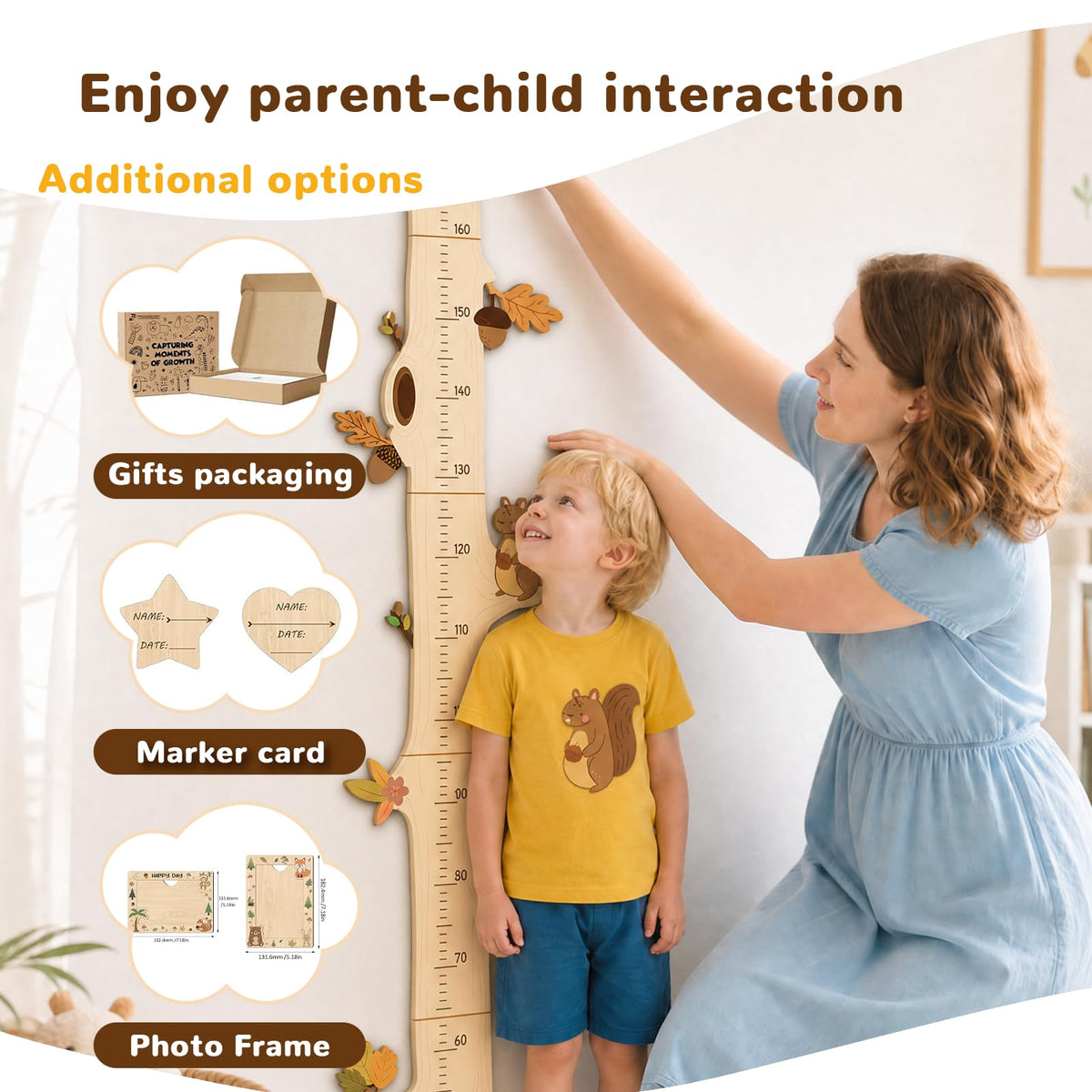Personalized Name Wood Growth Chart for Wall, Height Chart for Kids Style 9