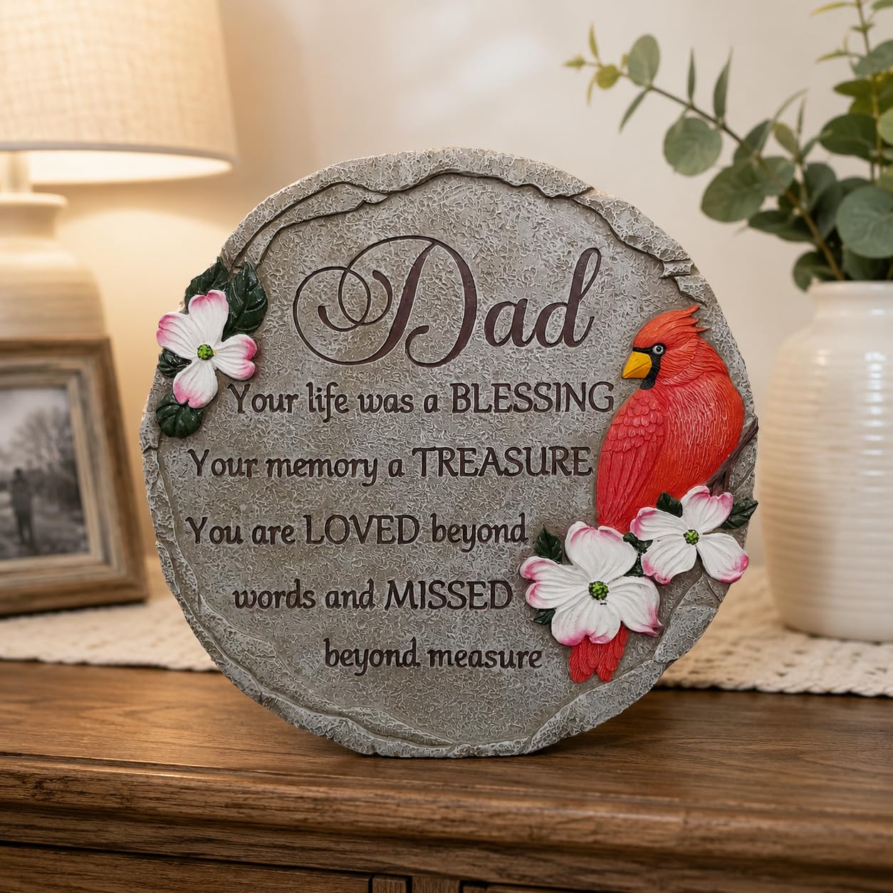 Dad Memorial Stone - Your Life was a Blessing Garden Stepping Stones Memorial Gifts for Loss of Dad Grave Decorations Cemetery Sympathy Gifts for Loss of Father