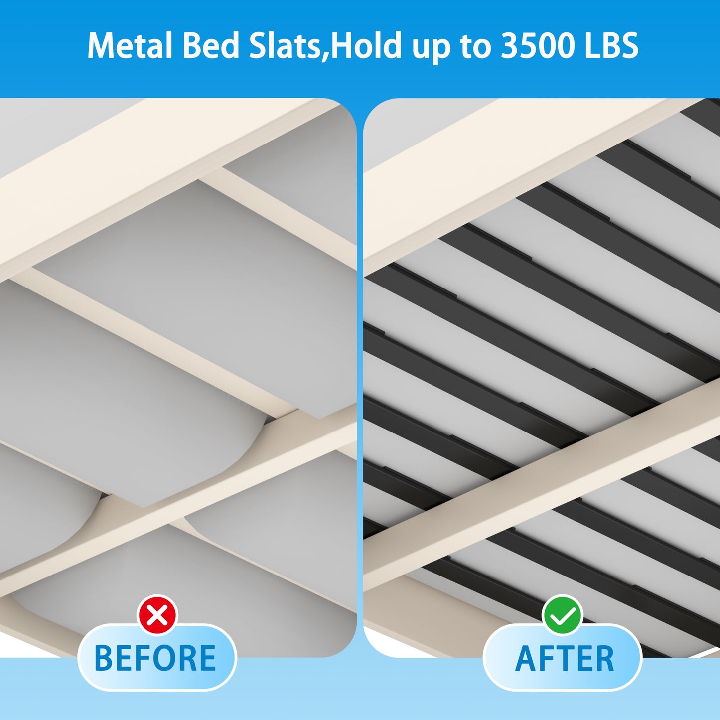 Debercu Queen Bed Slats Metal Universal Replacement Adjustable Slat Length