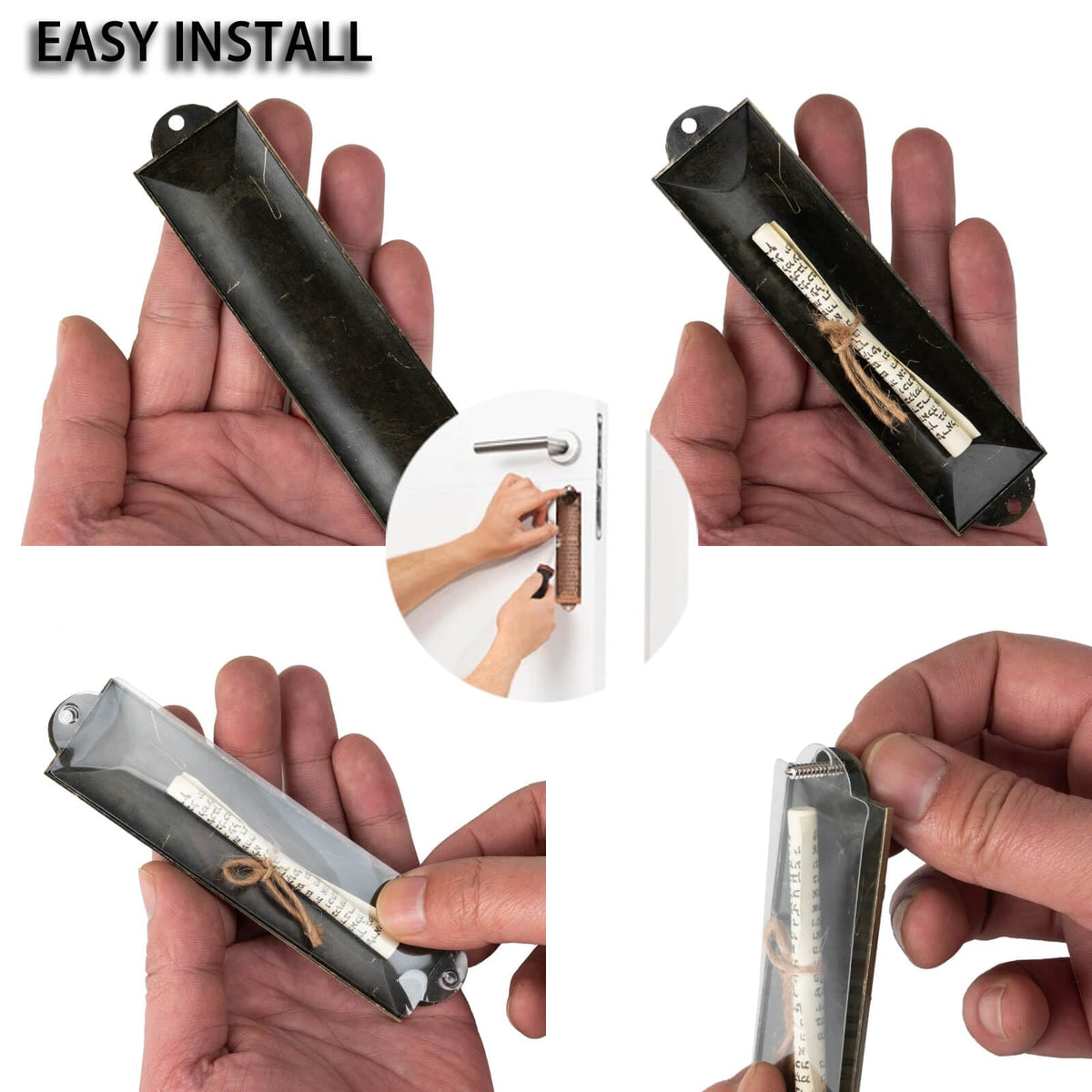 Exselens Mezuzah Set of 3 Jewish Door Mezuzah with English/Hebrew House Blessing, Metal Cases with Non-Kosher Scrolls, Gold, Silver, Bronze