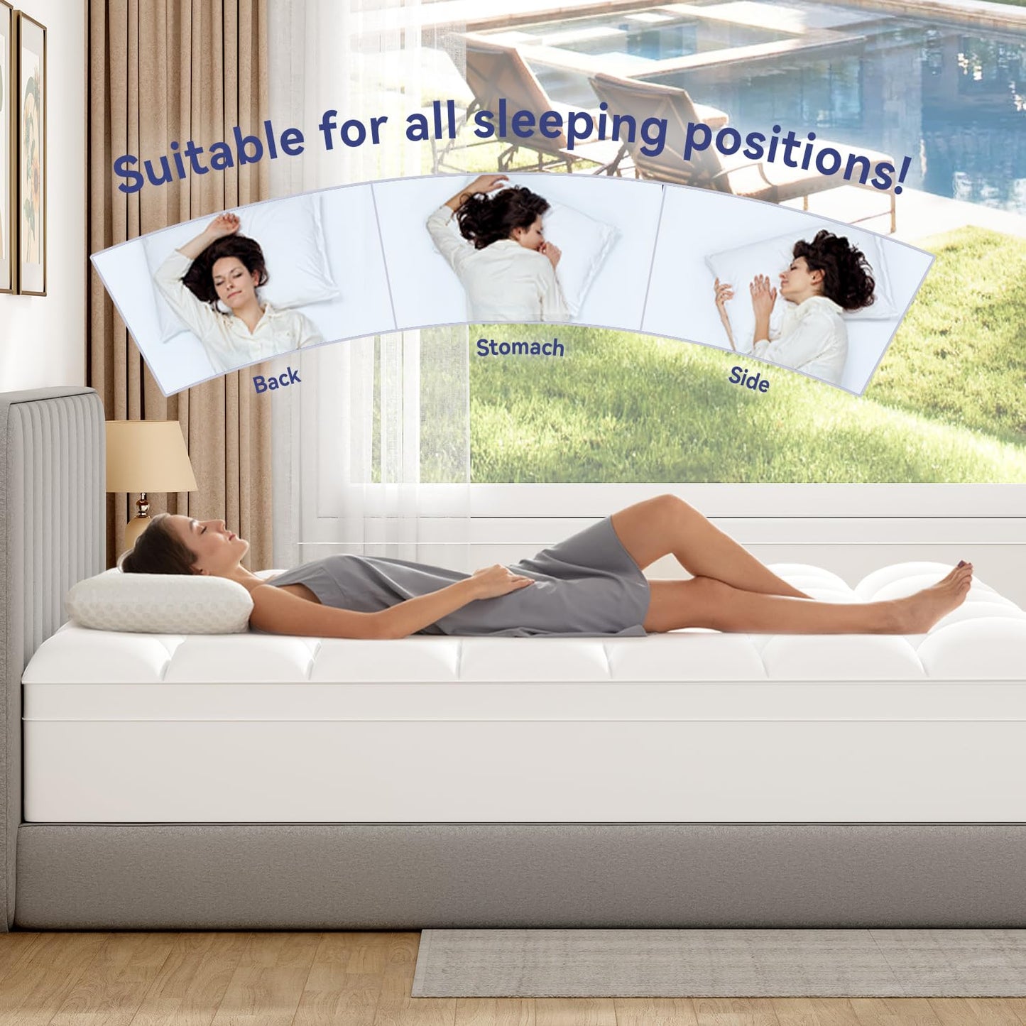 ELEMUSE Cal King Mattress Topper for Back Pain, Extra Thick Mattress Pad Cover, Plush Soft Pillowtop with Elastic Deep Pocket, Overfilled Down Alternative Filling
