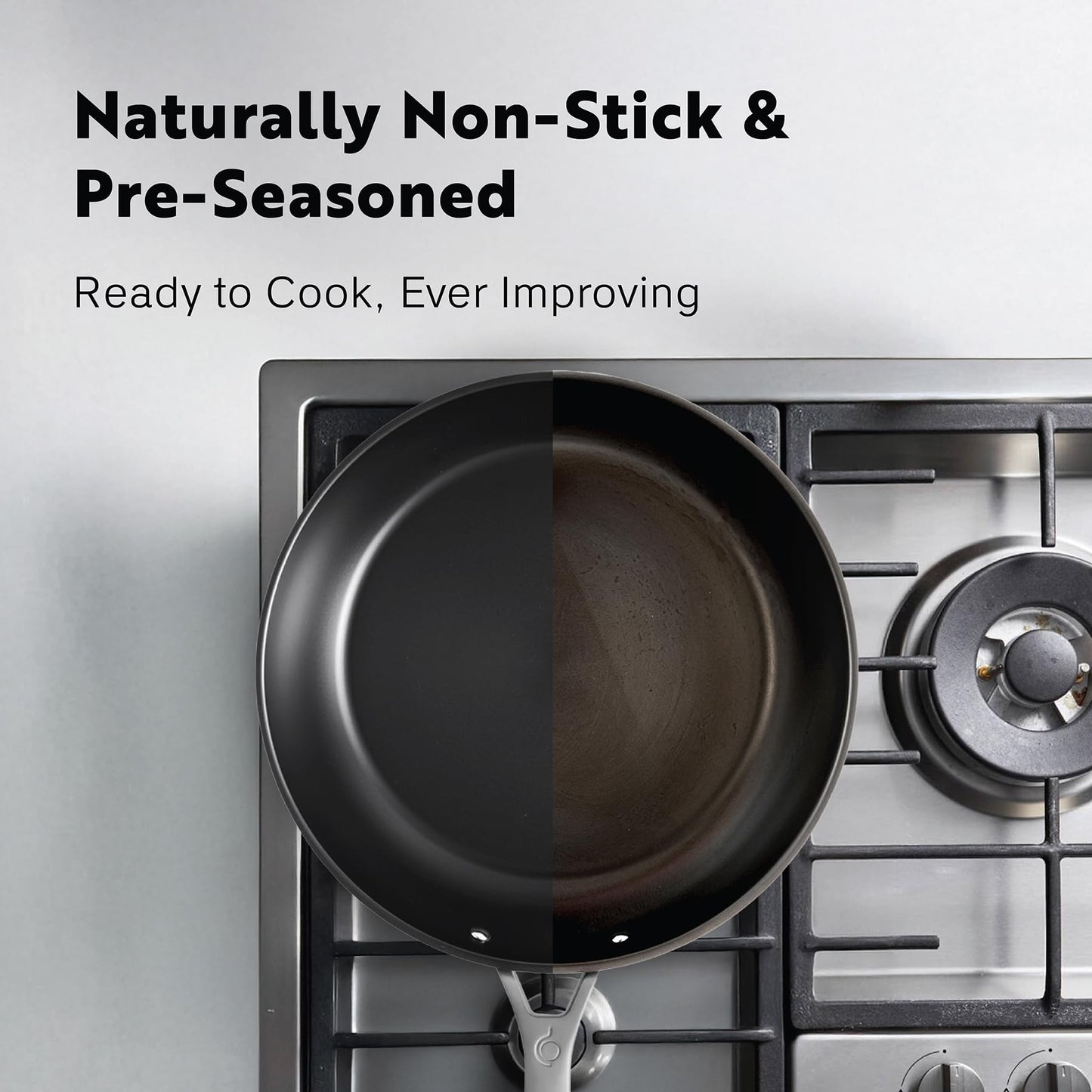 PROCASA 13 Inch Tri Ply Carbon Steel Wok Pan - Naturally Nonstick, Nitrided Carbon Steel - Lightweight, Non Toxic Cookware, No Coatings - Induction Wok, Oven, Outdoor Grill Cooking