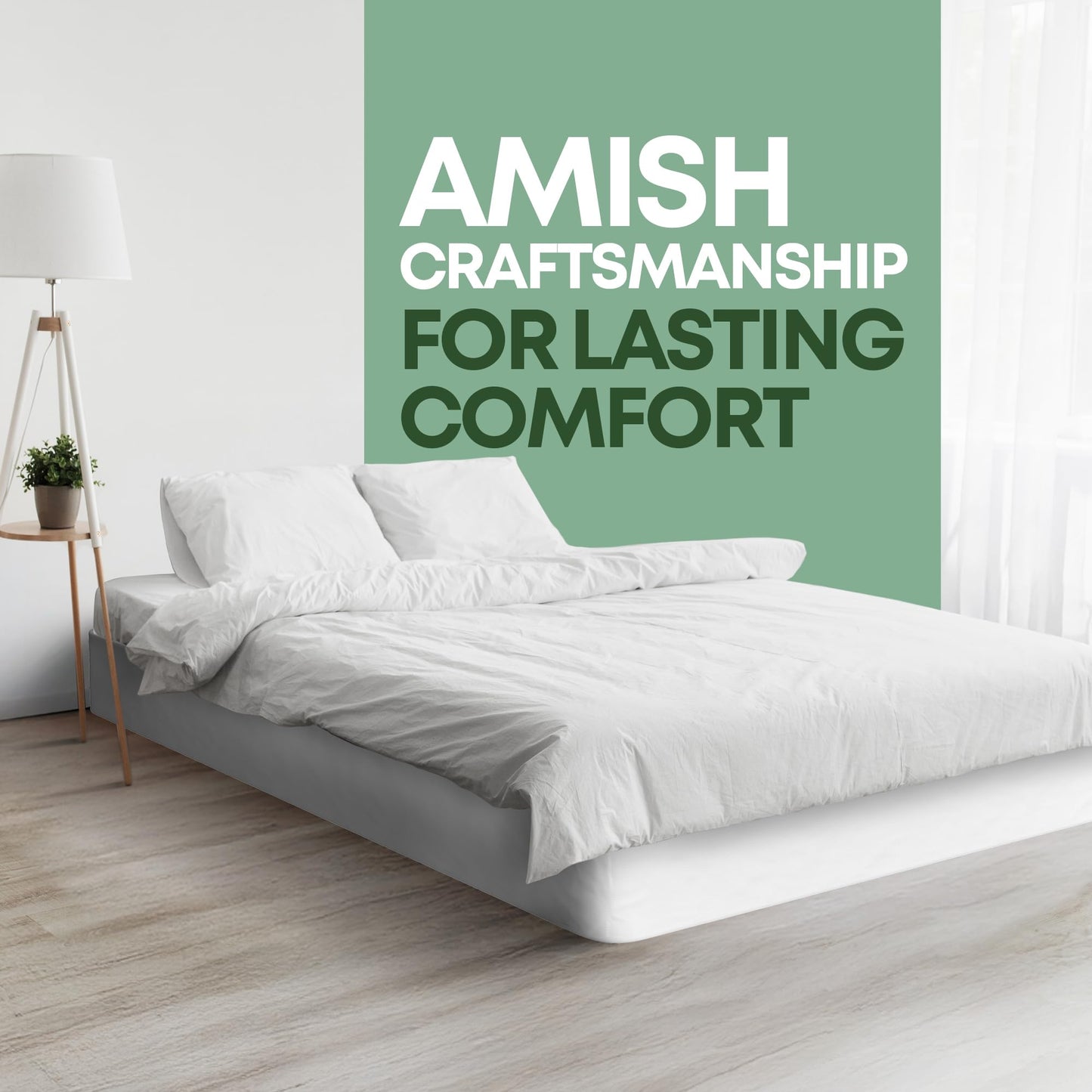 Greaton, 8” King Box Spring for King Bed – Amish-Made in The USA – Solid Wood Box Spring Mattress Foundation with Stable & Quiet Support – Flat-Packed & Easy Assembly – White