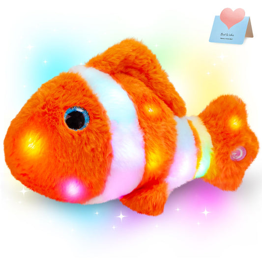 Glow Guards 12" Glowing Goldfish Plush Light Up Stuffed Animals Soft Pillow
