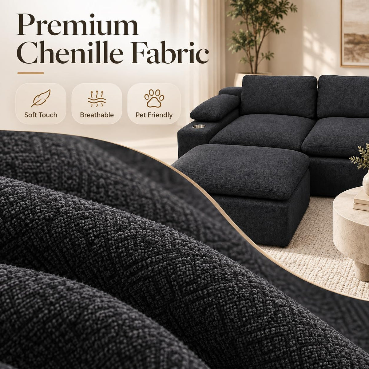 GAOMON Large Sectional Sofa, Deep Seat Modular Couch for Living Room