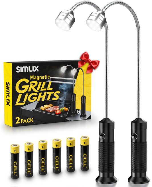 SIMLIX Grill Light Gifts for Men: 2 Pack LED Barbecue Lights for Outdoor Grill Unique Grilling Gifts for Husband Dad Mens Gifts for Father Day - Smoker Grilling Accessories for Night BBQ
