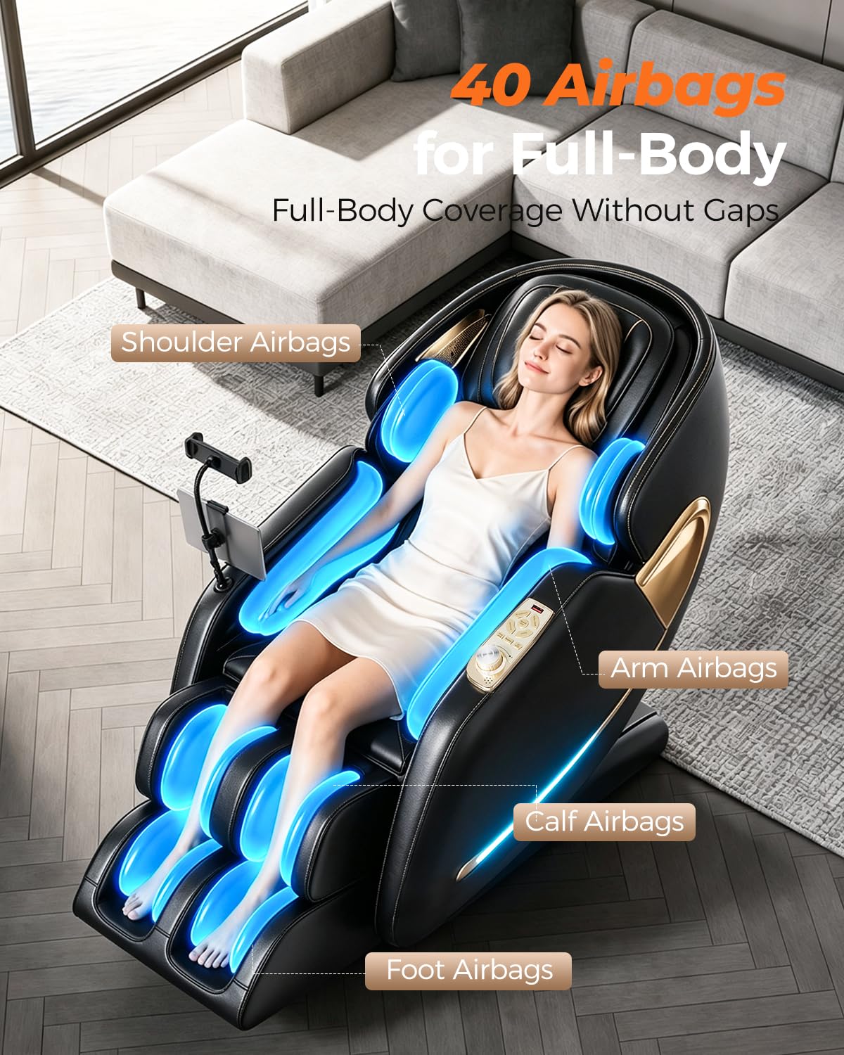 HaiyoHBED 2026 4D Massage Chair Full Body, PU Leather Zero Gravity Heated Back Foot Hand Massage Recliner, AI Voice Control, Office and Living Room Furniture, Portable - Black