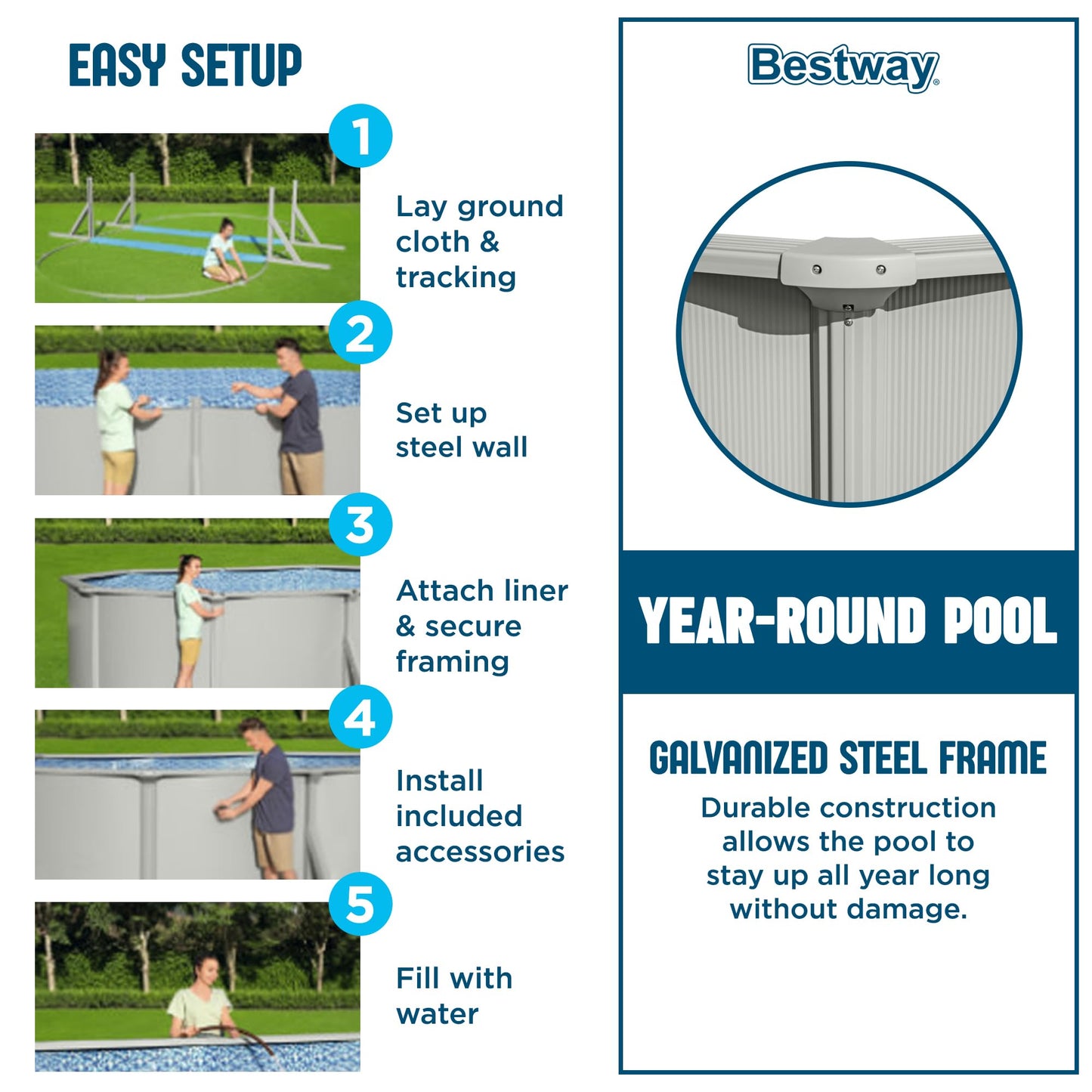 Bestway Hydrium 20' x 12' x 48" Above Ground Pool, Oval Steel Side Wall Frame Outdoor Swimming Pool Set with Sand Filter Pump, Ladder & Accessories