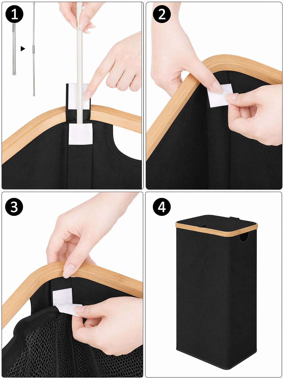 iEGrow Laundry Hamper with Lid, 110L Large Laundry Hamper with Handle and Lid, Collapsible Clothes Basket Organizer with Removable Inner Bag for Clothes Toys Towels - Black