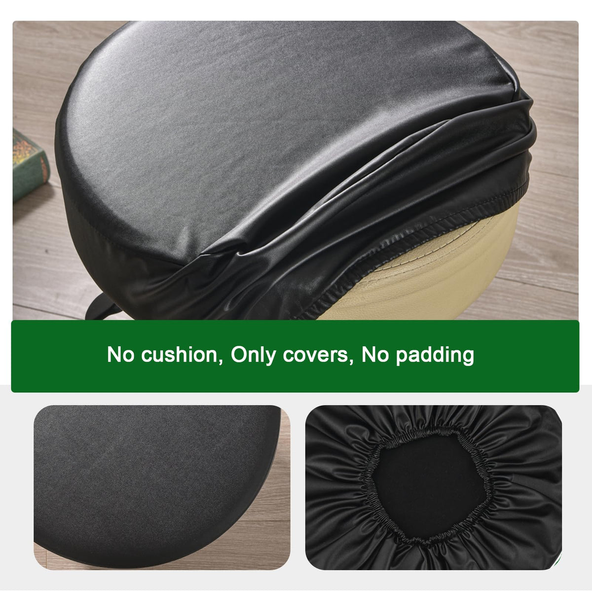 FUANGUI Bar Stool Covers Round Set of 2, Waterproof PU Slipcover
