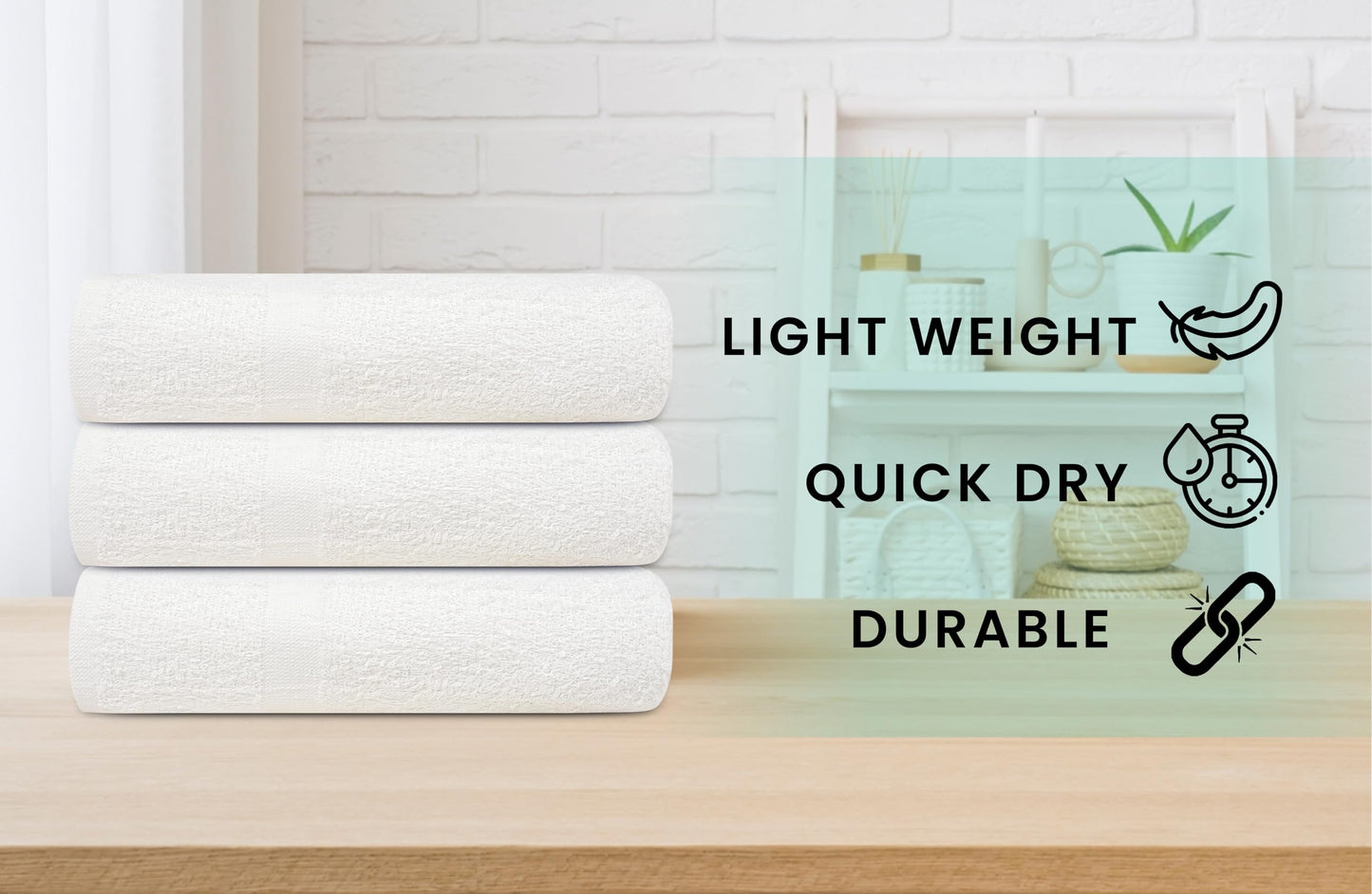 ZUPERIA White Bath Towels Bulk 12 Pack (24 x 48 Inches) - 100% Cotton Economy Light Weight Towels for Commercial Use - Quick Dry, Ultra-Soft, and Absorbent Bulk Towels