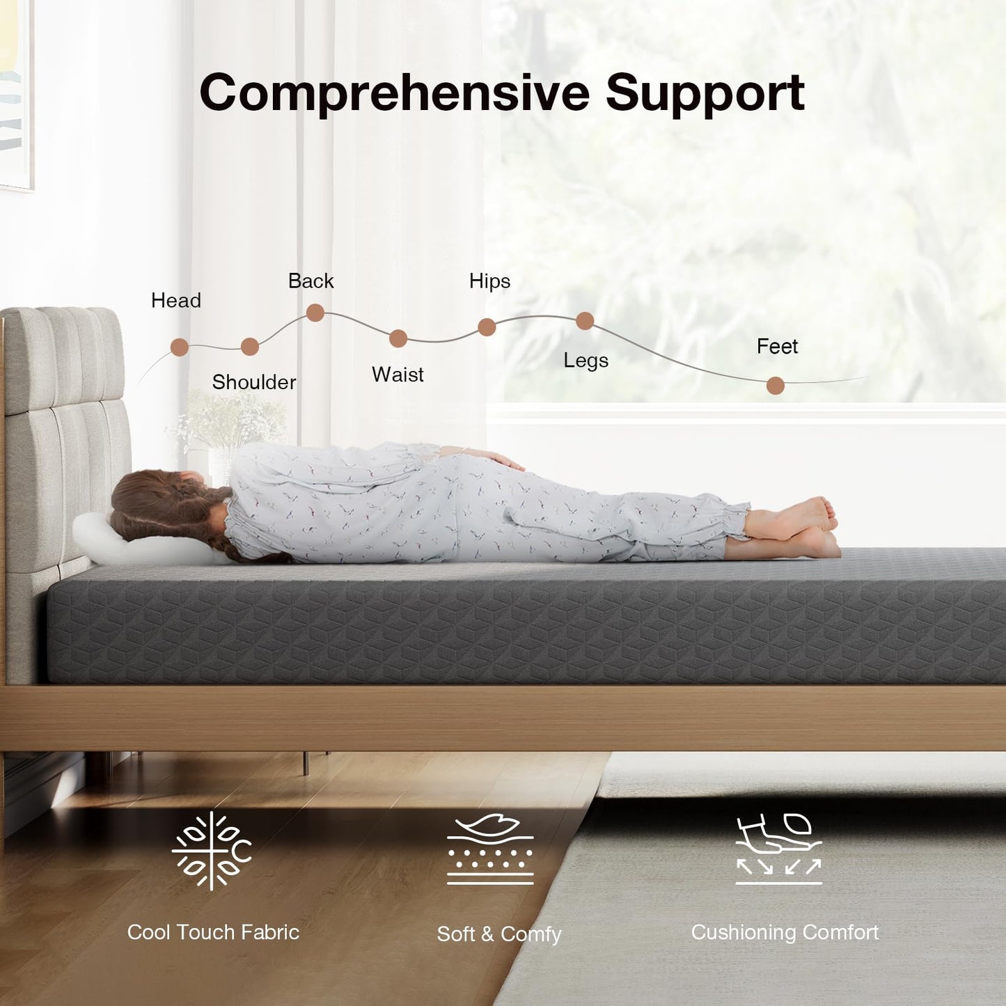 Novilla Twin XL Mattress, 5 Inch Twin XL Size Mattresses with Gel-Infused Memory Foam & Pressure-Relieving Foam for Cool Touch & Spinal Alignment Mattress in a Box CertiPUR-US Certified