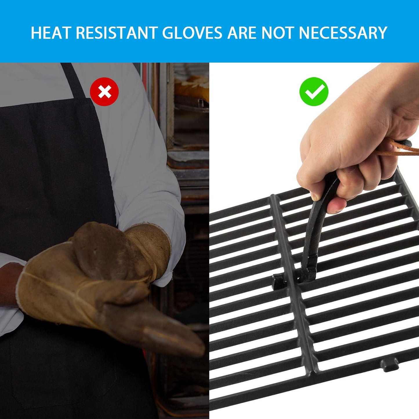AJinTeby Grill Grate Lifter Cast Iron Universal Cooking Grid Lifter for Most Charcoal, Gas Grills,Compatible with BGE Grills, Fits Kamado Grills, Cast Iron Grate Lifter