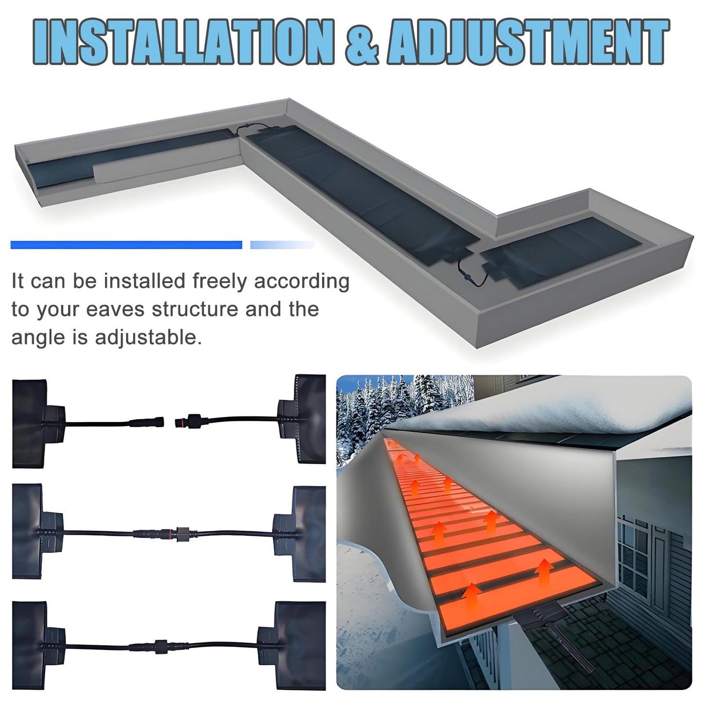 Electric Roof De-Icing Cable & Gutter Snow Melting Heater Mats - Graphene Technology, Prevents Blockages & Leaks, Easy Storage, All-Season Freeze Protection,Can Curlable 760cm/24.9ft